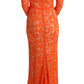 Dolce & Gabbana Orange Floral Ricamo Sheath Long Dress