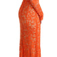 Dolce & Gabbana Orange Floral Ricamo Sheath Long Dress