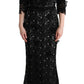 Dolce & Gabbana Black Cotton Silk Floral Long Dress