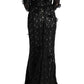 Dolce & Gabbana Black Cotton Silk Floral Long Dress