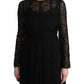 Dolce & Gabbana Black Floral Lace Sheath Silk Dress