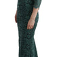 Dolce & Gabbana Green Floral Lace Crystal Ricamo Sheath Dress