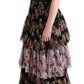 Dolce & Gabbana Multicolor Silk Stretch Floral Shift Long Dress