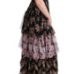 Dolce & Gabbana Multicolor Silk Stretch Floral Shift Long Dress