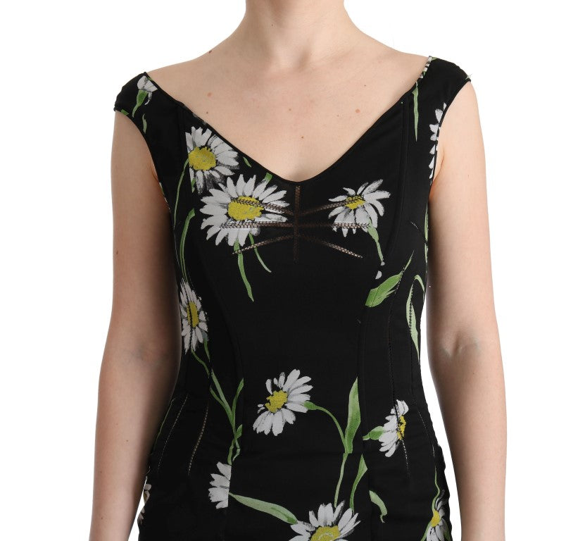 Dolce & Gabbana Sunflower Silk Stretch Sheath Dress