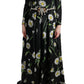 Dolce & Gabbana Black Multicolor Silk Sunflower Print Maxi Dress