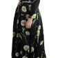 Dolce & Gabbana Black Multicolor Silk Sunflower Print Maxi Dress