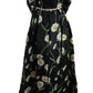 Dolce & Gabbana Black Multicolor Silk Sunflower Print Maxi Dress