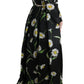 Dolce & Gabbana Black Multicolor Silk Sunflower Print Maxi Dress