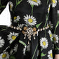 Dolce & Gabbana Black Multicolor Silk Sunflower Print Maxi Dress