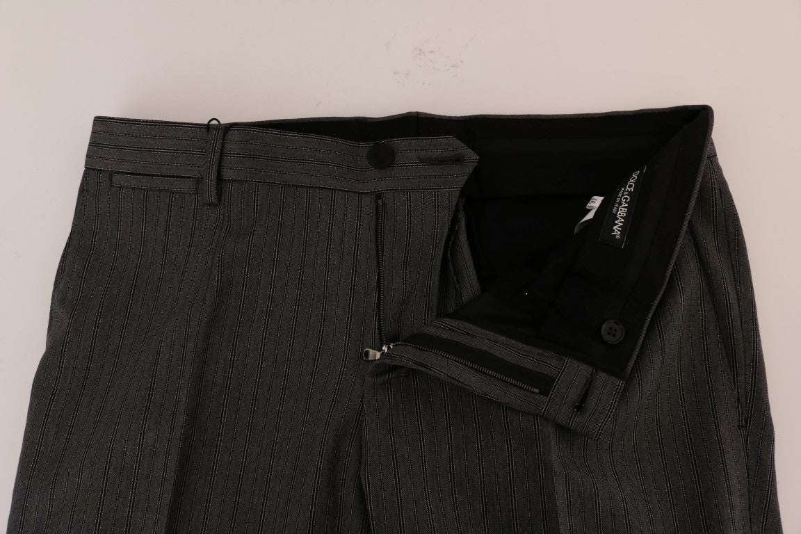 Dolce & Gabbana Gray Wool Striped Formal Pants