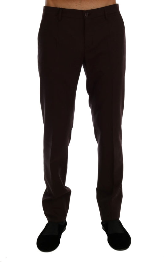 Dolce & Gabbana Purple Wool Stretch Formal Pants