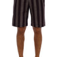 Dolce & Gabbana Gray Purple Striped Cotton Shorts