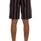 Dolce & Gabbana Gray Purple Striped Cotton Shorts