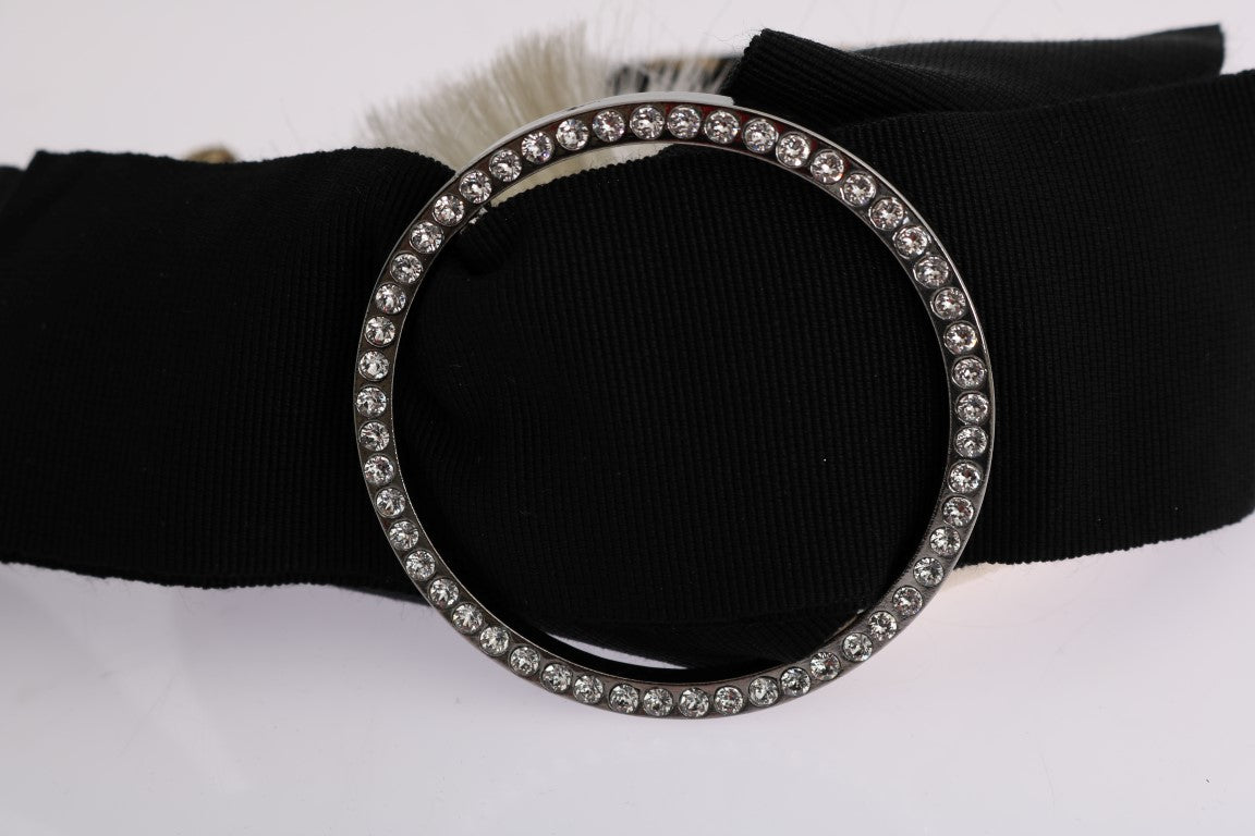 Dolce & Gabbana Black Crystal White Diadem Headband