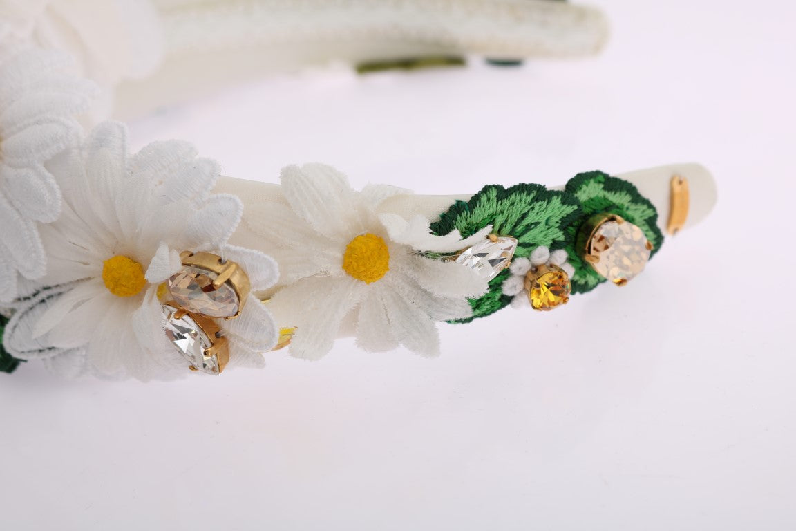 Dolce & Gabbana Yellow White Sunflower Crystal Headband