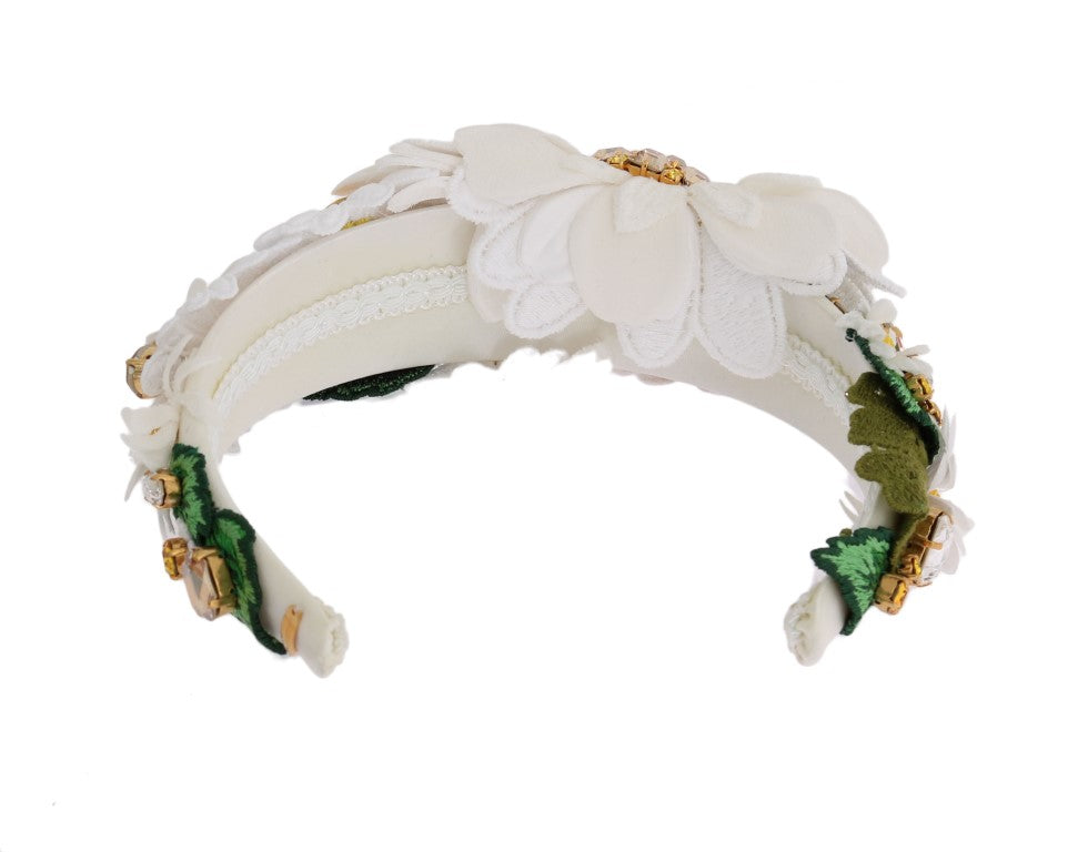 Dolce & Gabbana Yellow White Sunflower Crystal Headband