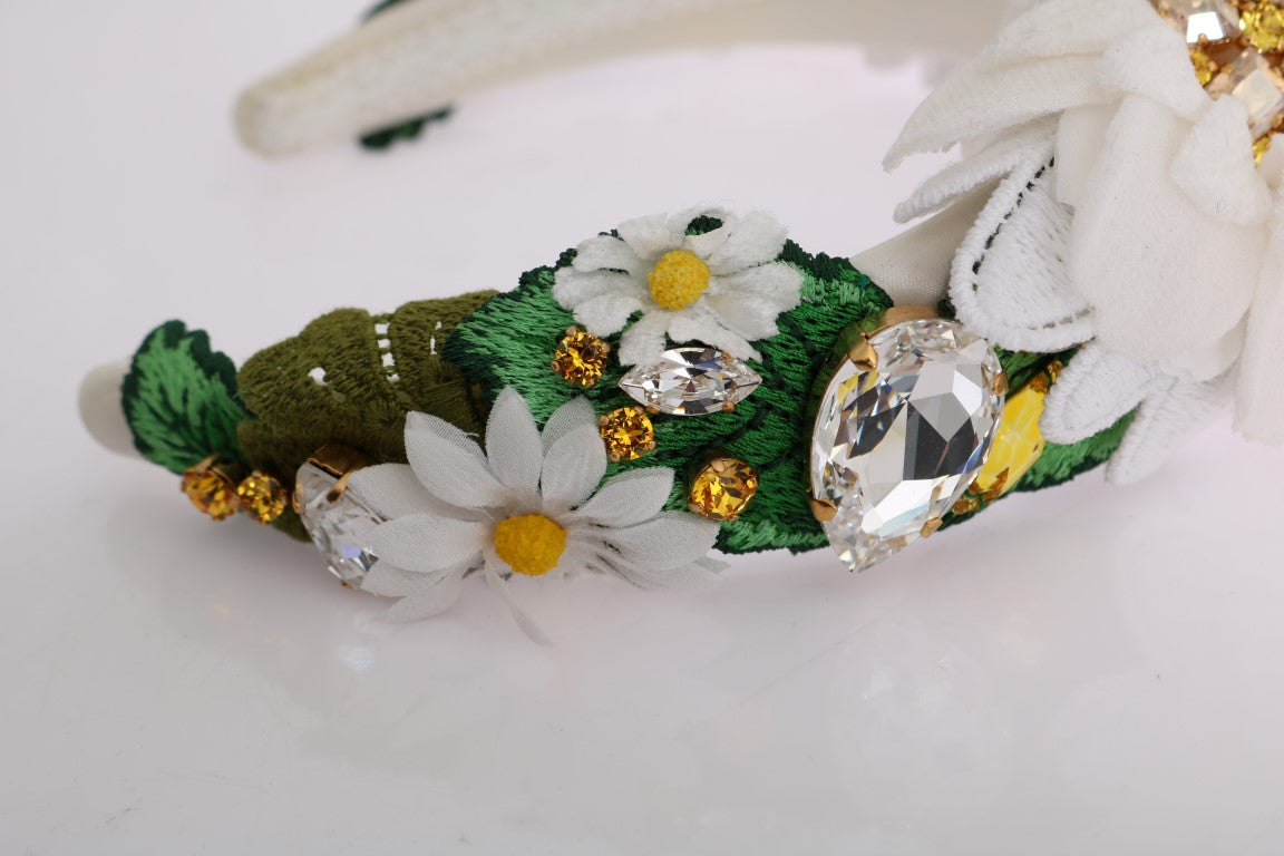 Dolce & Gabbana Yellow White Sunflower Crystal Headband