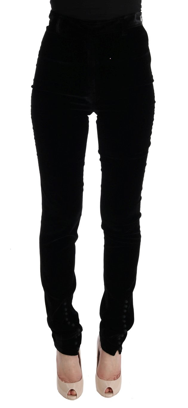 Ermanno Scervino Black Velvet Slim Fit Pants