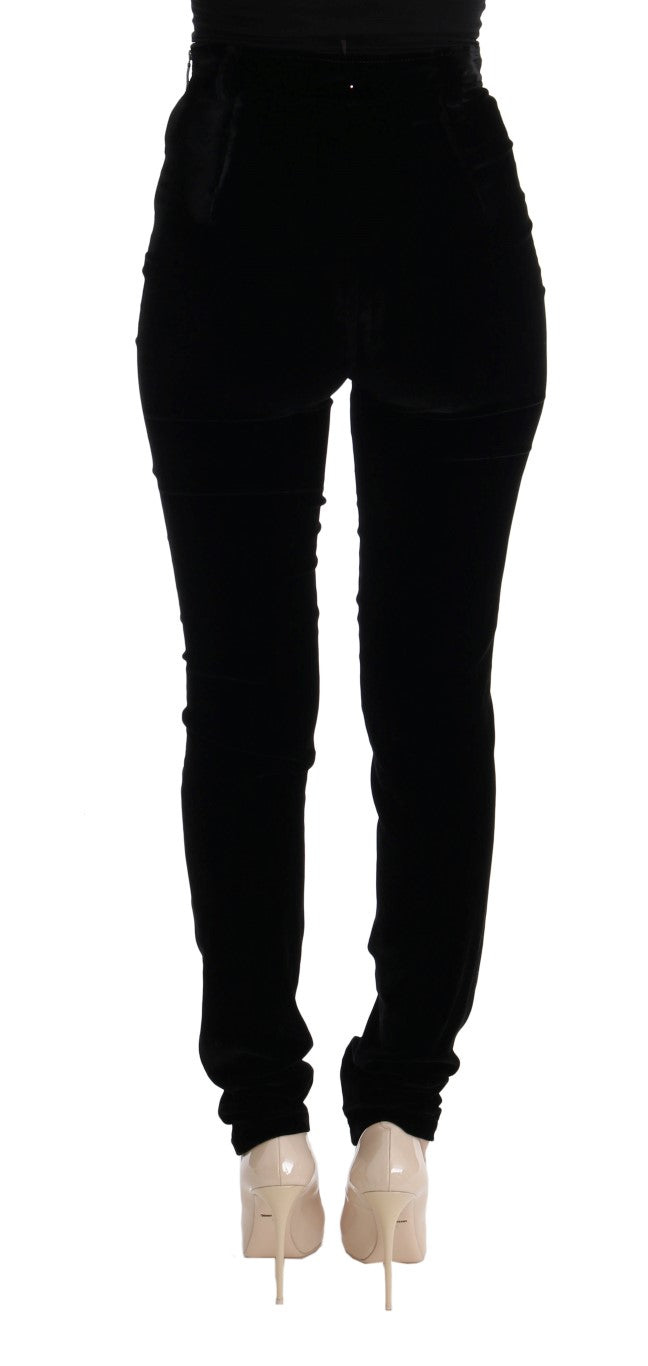 Ermanno Scervino Black Velvet Slim Fit Pants