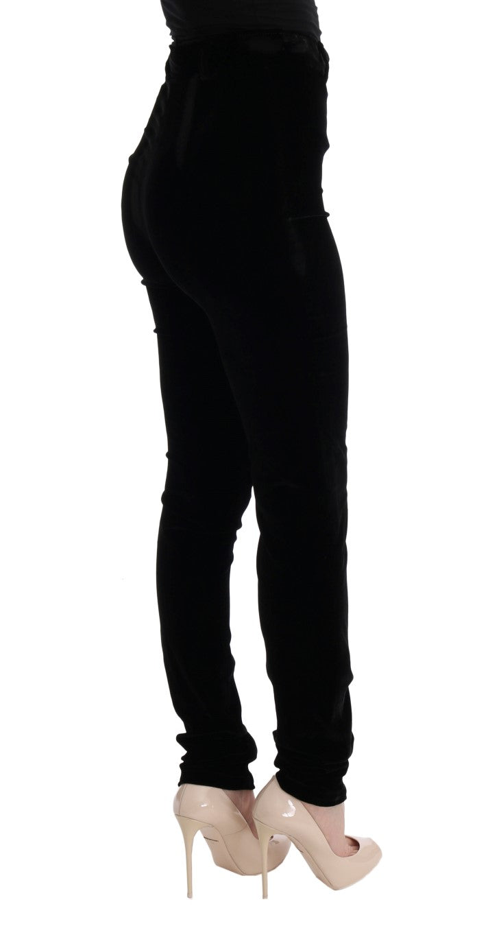 Ermanno Scervino Black Velvet Slim Fit Pants