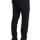 Ermanno Scervino Black Cotton Slim Fit Casual Pants