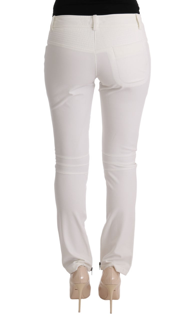 Ermanno Scervino White Cotton Slim Fit Casual Pants