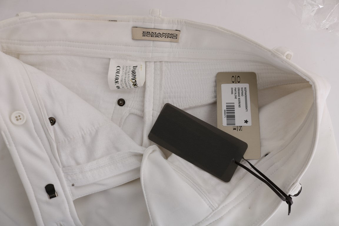 Ermanno Scervino White Cotton Slim Fit Casual Pants