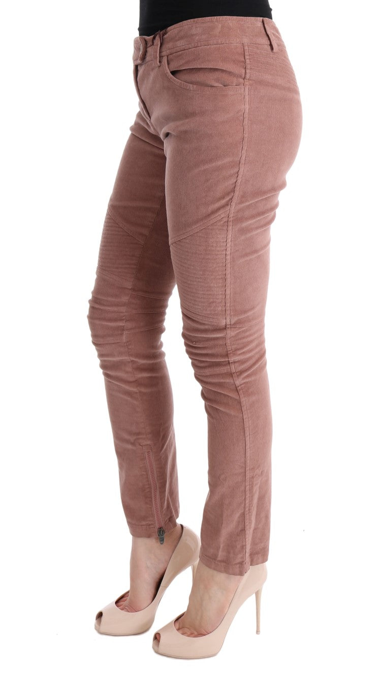 Ermanno Scervino Pink Velvet Cropped Casual Pants