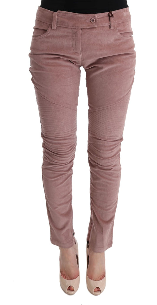 Ermanno Scervino Pink Velvet Cropped Casual Pants