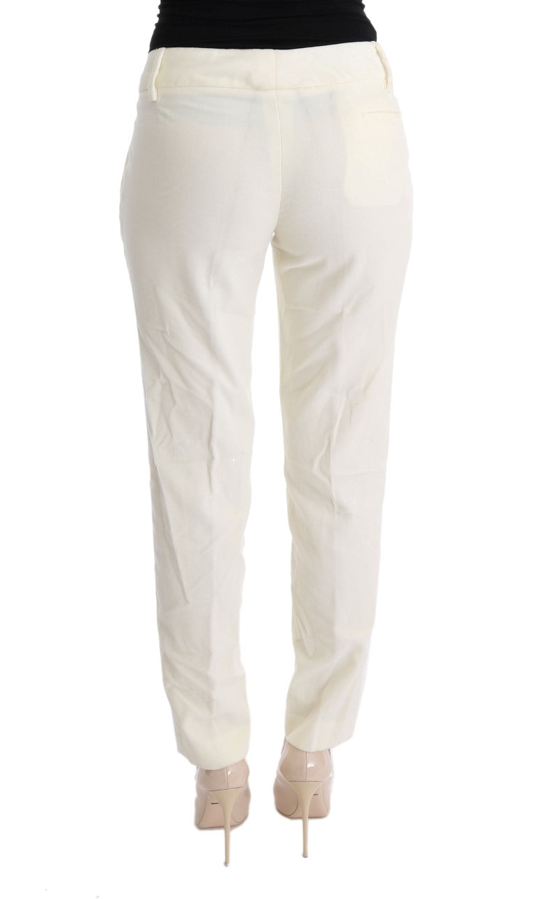 Ermanno Scervino White Cotton Regular Fit Casual Pants