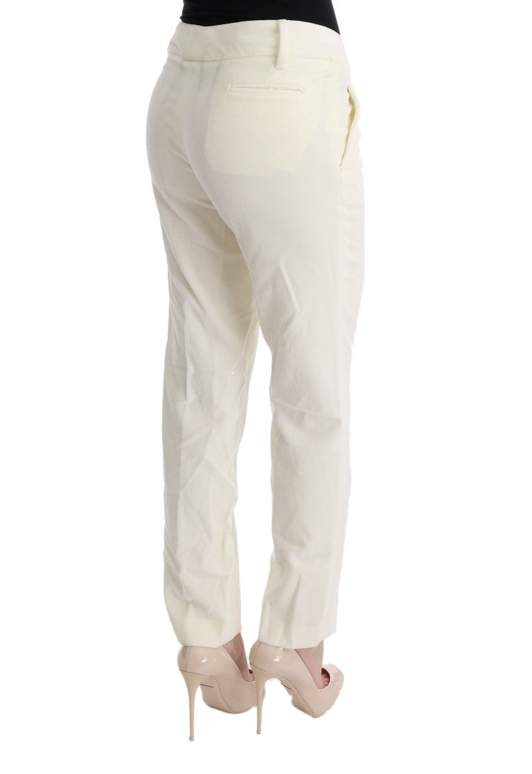 Ermanno Scervino White Cotton Regular Fit Casual Pants