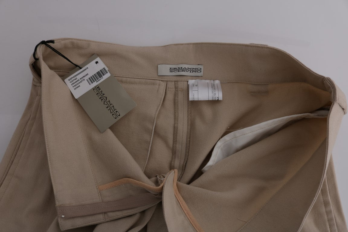 Ermanno Scervino Beige Cotton Wool Regular Fit Pants