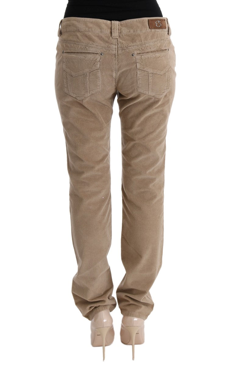 Ermanno Scervino Beige Cotton Velvet Regular Fit Pants