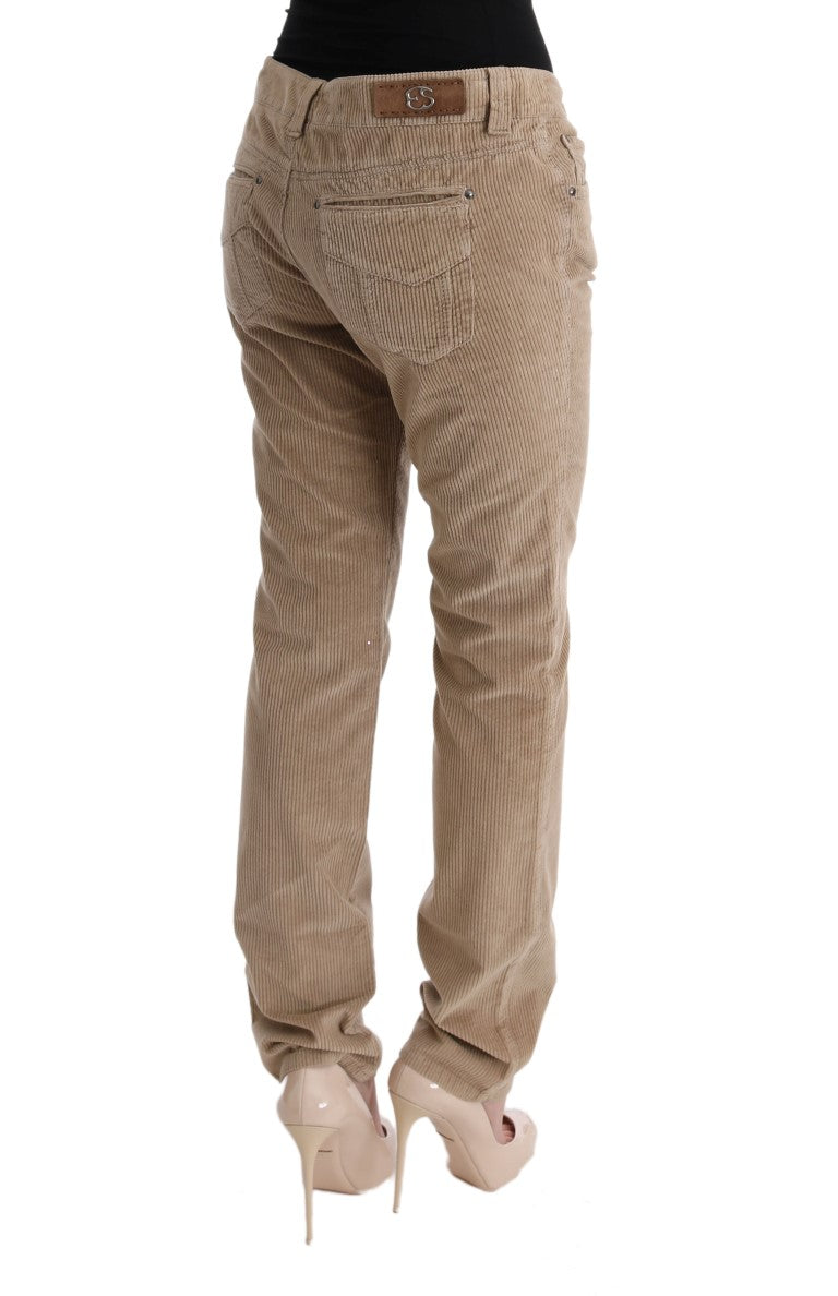 Ermanno Scervino Beige Cotton Velvet Regular Fit Pants