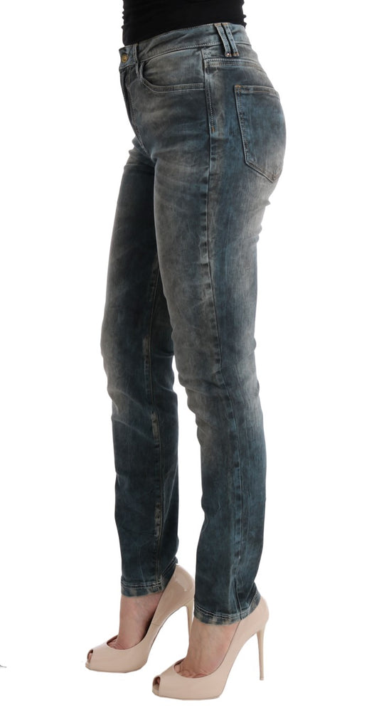 Cavalli Blue Wash Cotton Blend Slim Fit Jeans