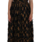 Dolce & Gabbana Black Silk Brown Fringes A-Line Dress