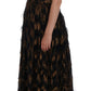 Dolce & Gabbana Black Silk Brown Fringes A-Line Dress