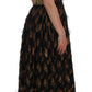 Dolce & Gabbana Black Silk Brown Fringes A-Line Dress