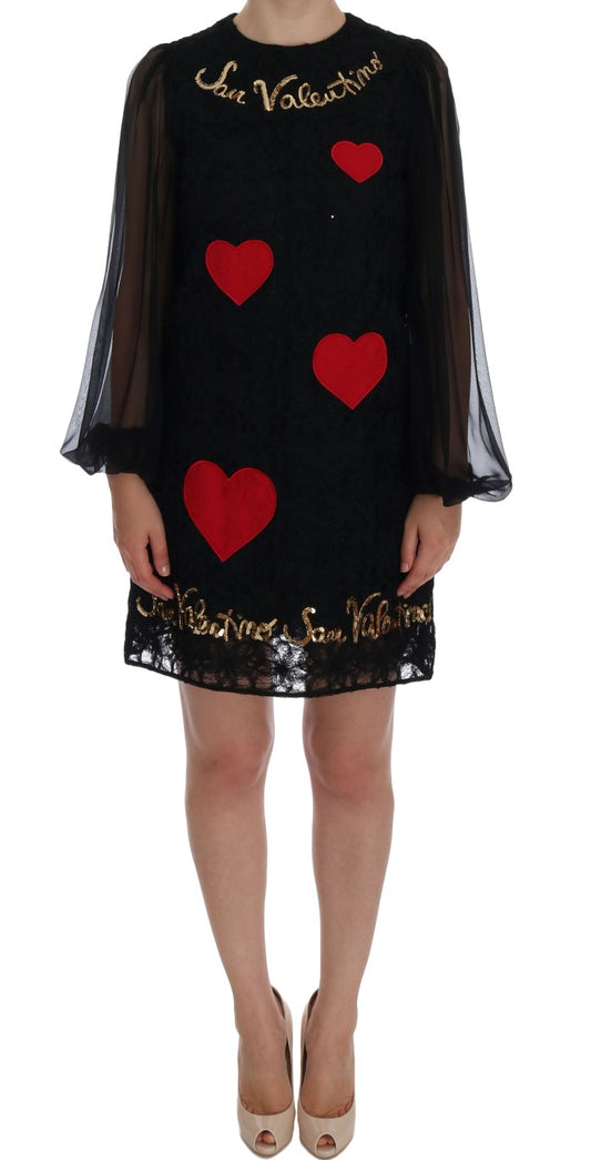 Dolce & Gabbana Black San Valentino Sequined Shift Dress