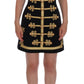 Dolce & Gabbana Black Gold Wool Stretch A-Line Dress