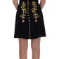 Dolce & Gabbana Black Gold Wool Stretch A-Line Dress