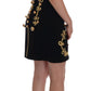 Dolce & Gabbana Black Gold Wool Stretch A-Line Dress