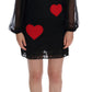 Dolce & Gabbana Black Lace Red Heart Shift Dress