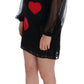 Dolce & Gabbana Black Lace Red Heart Shift Dress