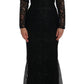 Dolce & Gabbana Black Floral Lace Sheath Maxi Dress