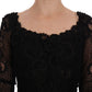 Dolce & Gabbana Black Floral Lace Sheath Maxi Dress