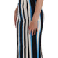 Dolce & Gabbana Blue White Striped Silk Stretch Sheath Dress