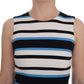 Dolce & Gabbana Blue White Striped Silk Stretch Sheath Dress