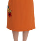 Dolce & Gabbana Orange Wool Crystal Sequin Appliques Skirt